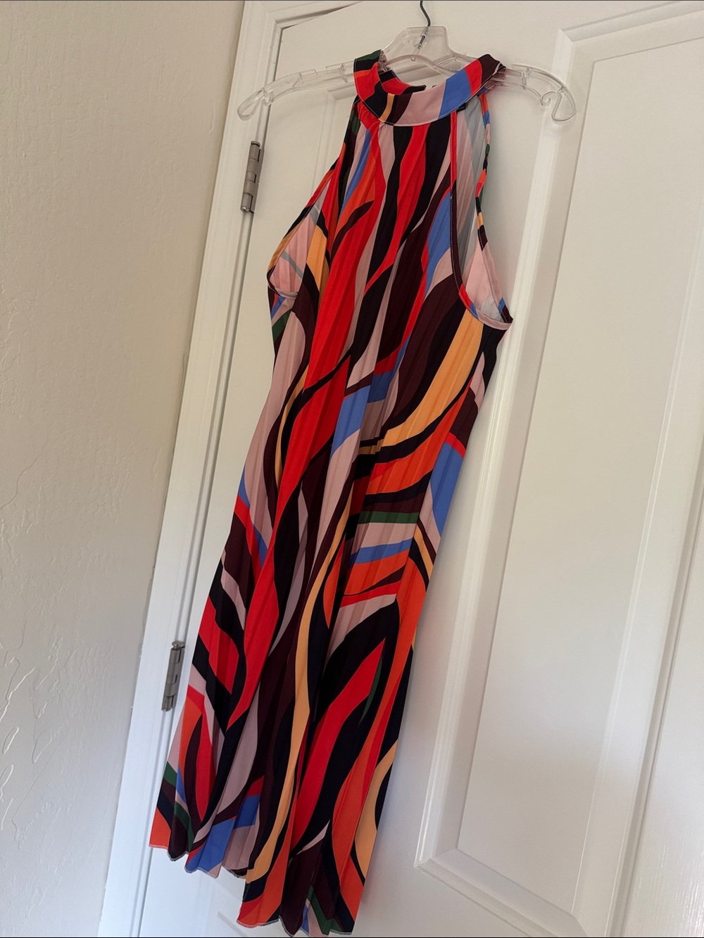 SHEIN Multicolor One-Shoulder Striped Wave Halter Dress